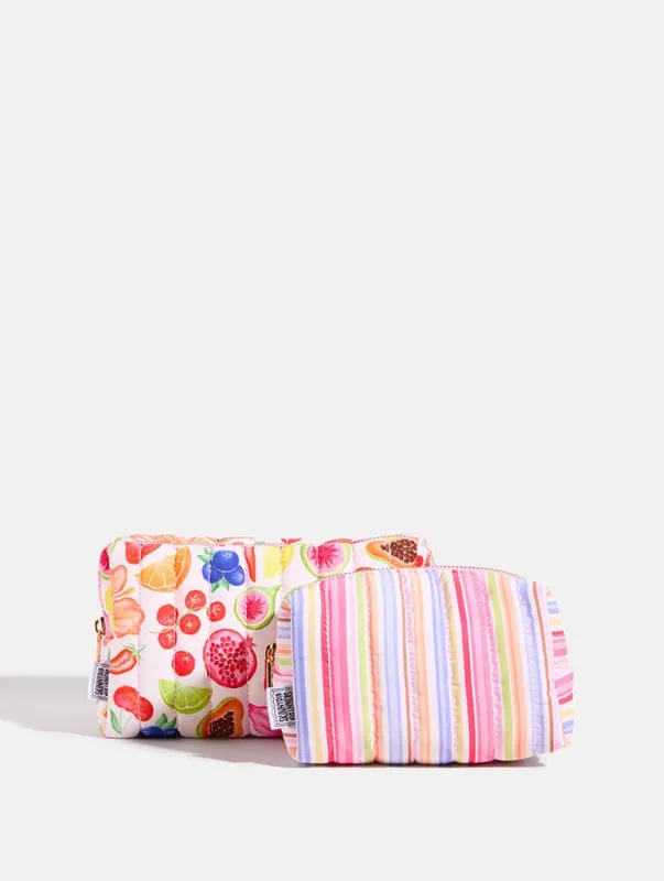 Exotic Flower Quilted Makeup Bag Set sold by Skinnydip London