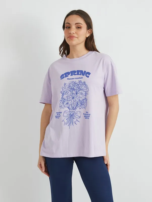 Spring Flower Market T-Shirt In Lilac sold by Skinnydip London
