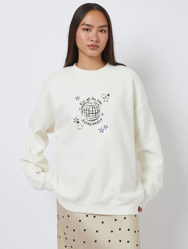 Disco Occasionally Sweatshirt In White sold by Skinnydip London