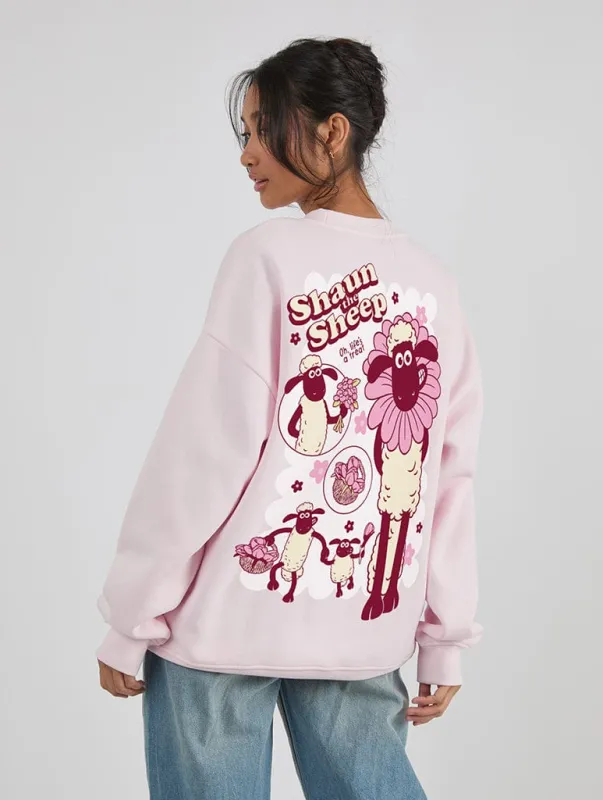 Shaun The Sheep x Skinnydip Spring Flowers Sweatshirt In Pink sold by Skinnydip London