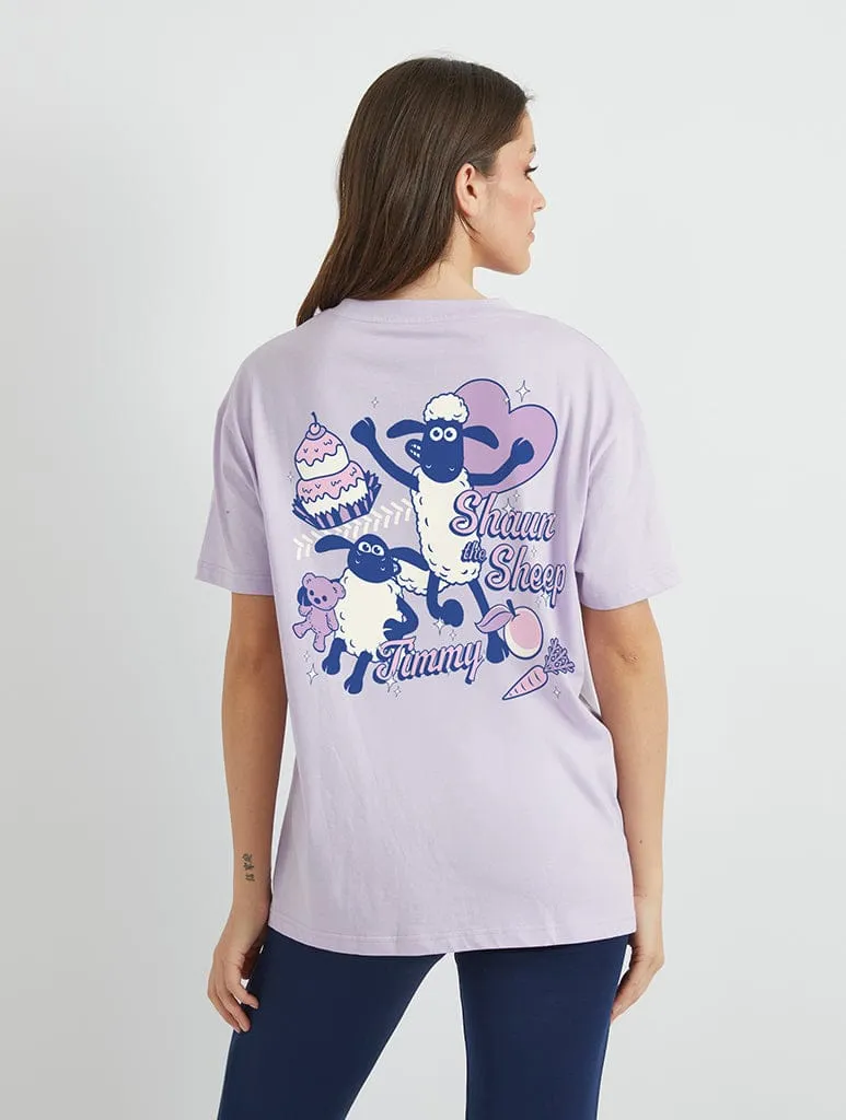 Shaun The Sheep x Skinnydip Shaun And Timmy T-Shirt In Lilac sold by Skinnydip London product image thumbnail 2