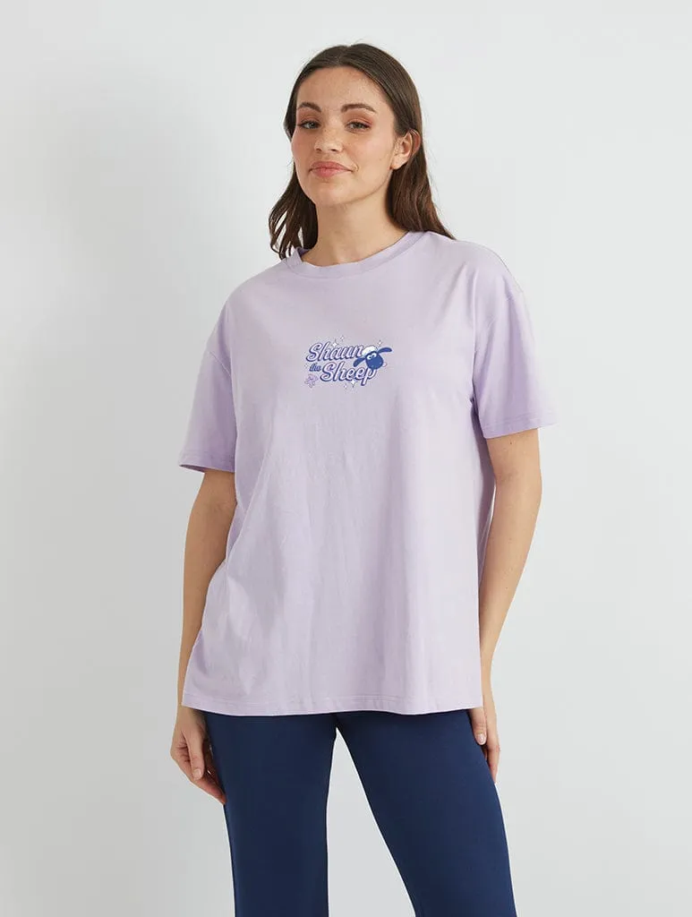 Shaun The Sheep x Skinnydip Shaun And Timmy T-Shirt In Lilac sold by Skinnydip London