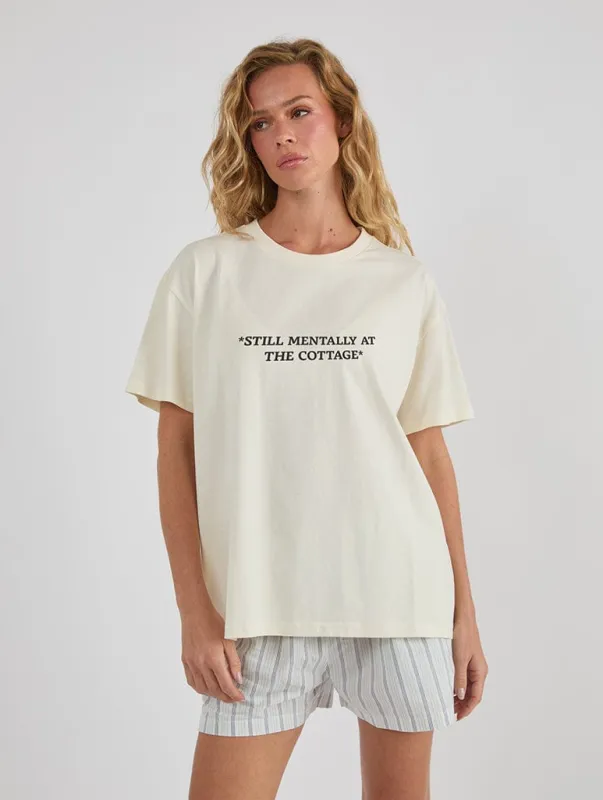 Still Mentally At The Cottage T-Shirt In White sold by Skinnydip London