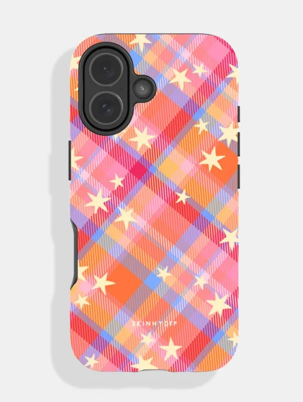 Starry Tartan Sunrise Orange Ultra Protective iPhone Case made by Skinnydip London