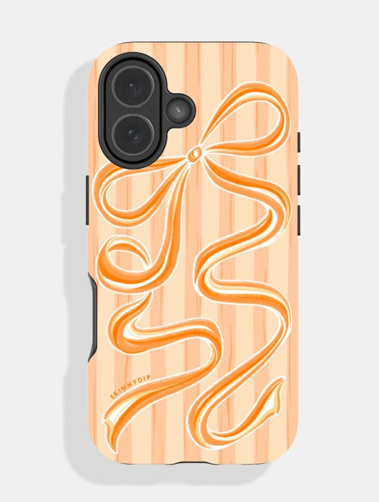 Bow Stripe Orange Ultra Protective iPhone Case sold by Skinnydip London