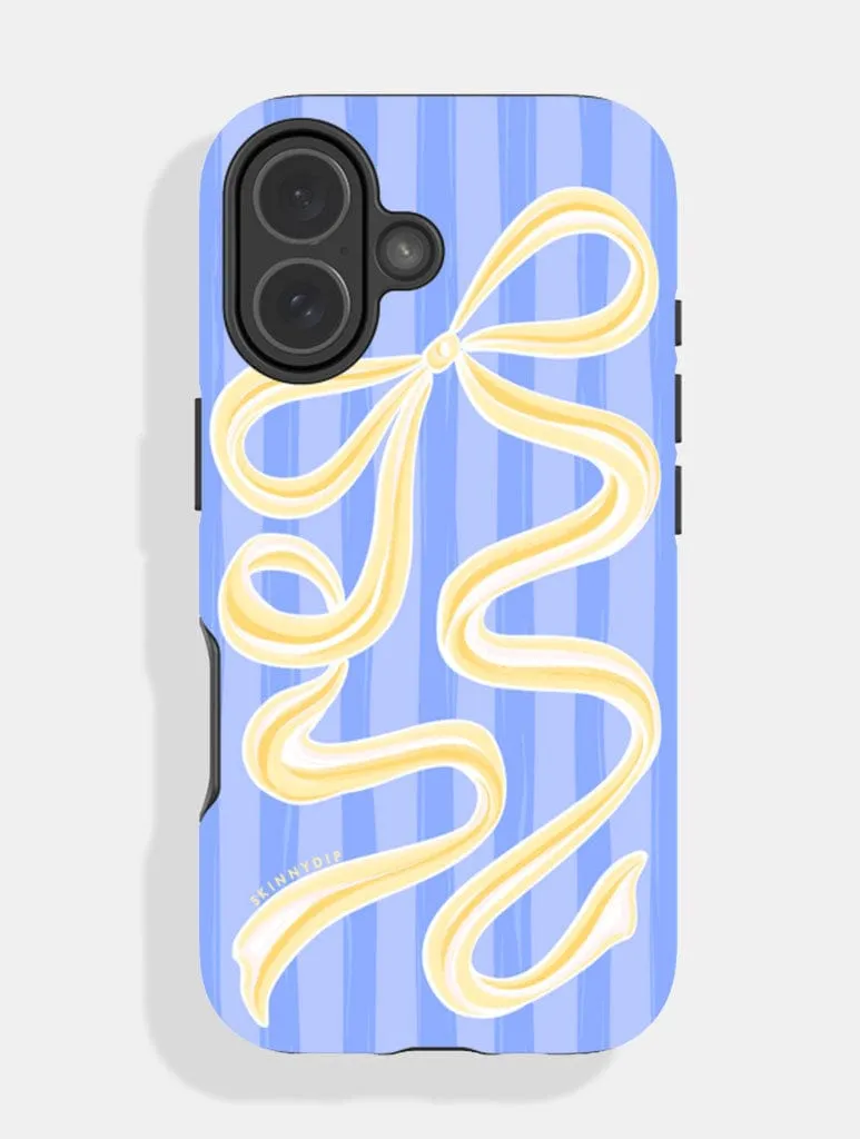Bow Stripe Blue and Yellow Ultra Protective iPhone Case sold by Skinnydip London