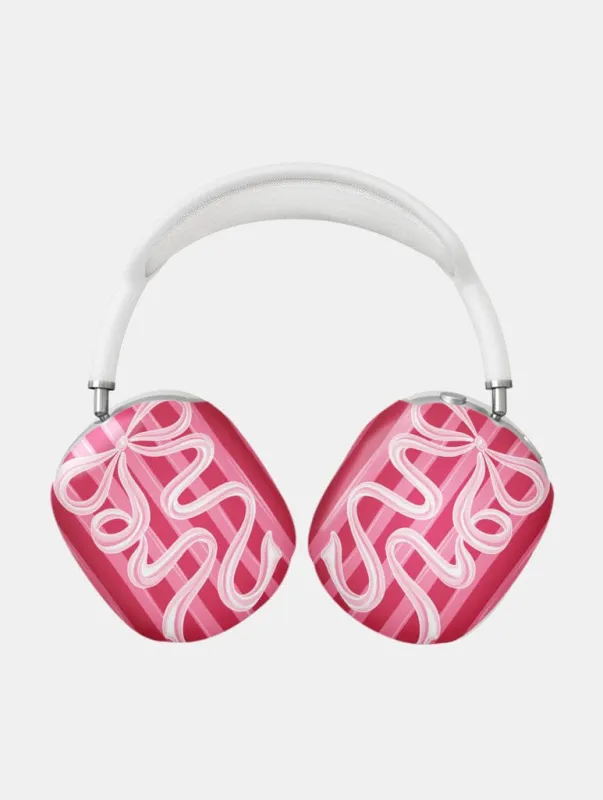 Bow Stripe Red and Pink Airpods Max Case in Gloss made by Skinnydip London