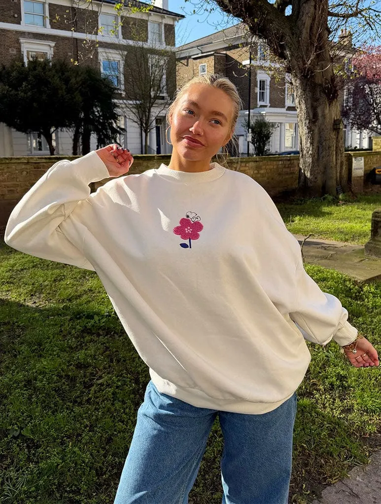 Peanuts x Skinnydip Snoopy Flower Ecru Sweatshirt sold by Skinnydip London product image thumbnail 4