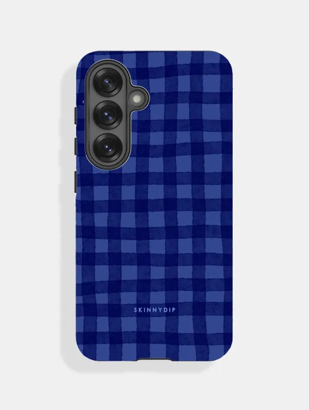 Navy Blue Gingham Ultra Protective Samsung Case made by Skinnydip London
