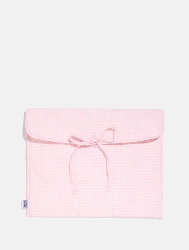 Pink Gingham Bow Laptop Sleeve made by Skinnydip London