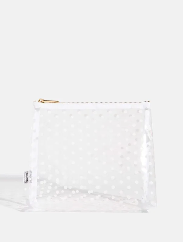 White Polka Dot Wash Bag made by Skinnydip London