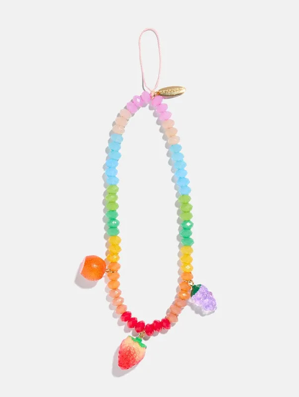 Rainbow Fruit Beaded Phone Strap made by Skinnydip London