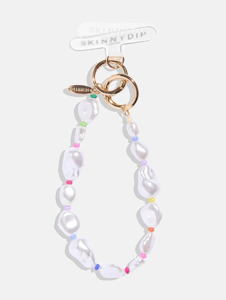 Chunky Pearl Rainbow Beaded Phone Charm sold by Skinnydip London