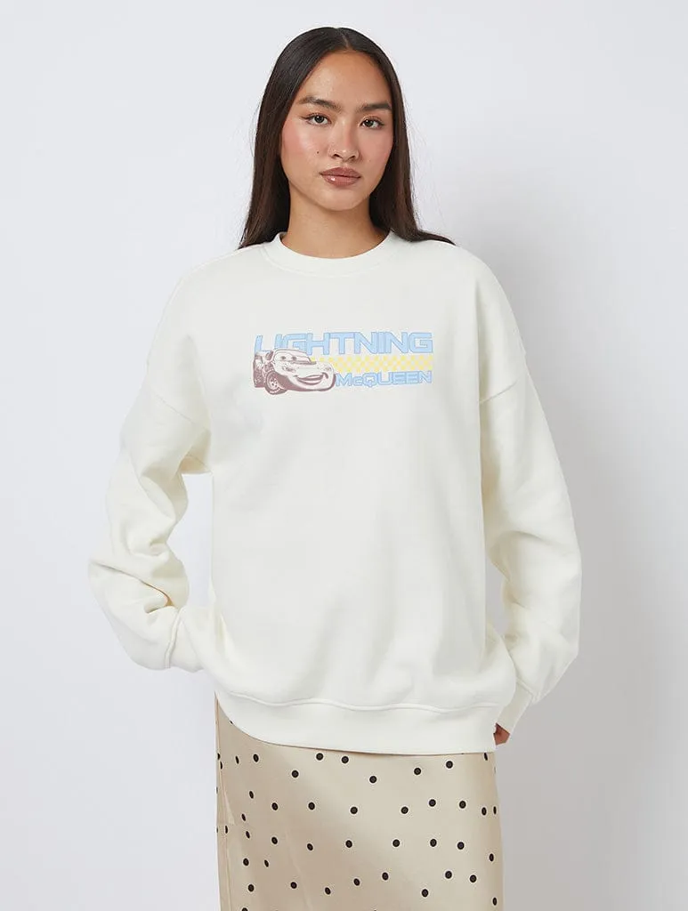 Disney Pixar Cars Lightning McQueen Race Ready Sweatshirt In White sold by Skinnydip London product image thumbnail 2