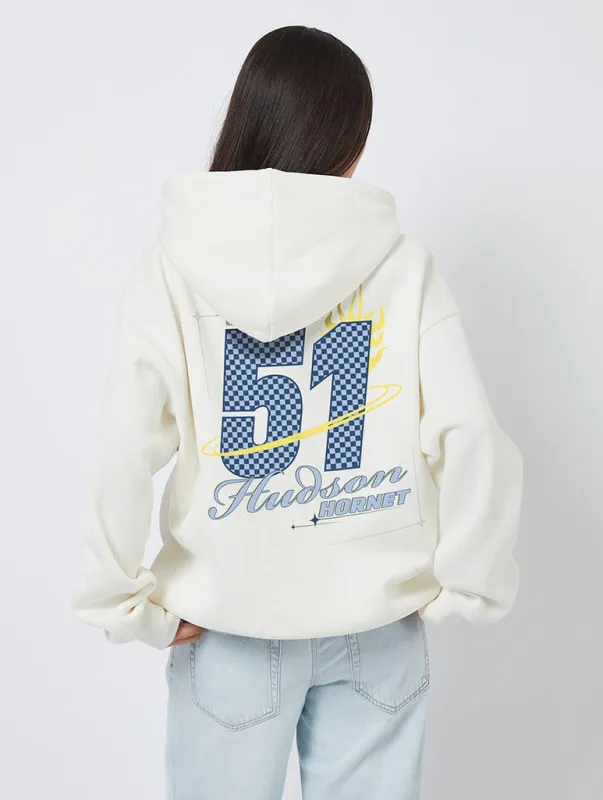 Disney Pixar Cars Hudson Hornet Hoodie In White made by Skinnydip London