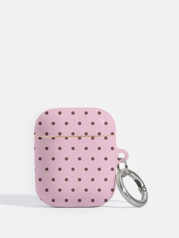 Pink And Brown Mini Dots AirPods Case made by Skinnydip London