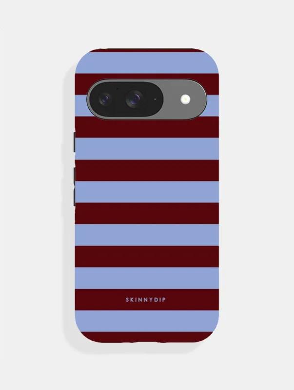 Maroon and Blue Stripes Ultra Protective Google Pixel Case made by Skinnydip London