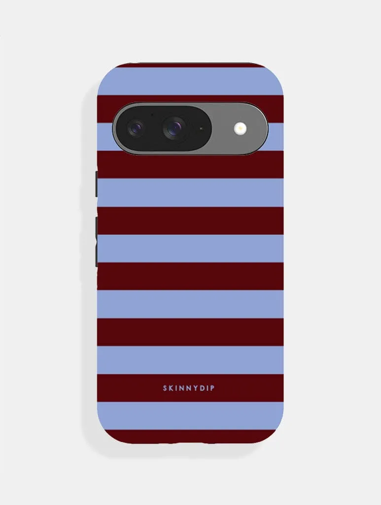 Maroon and Blue Stripes Ultra Protective Google Pixel Case sold by Skinnydip London