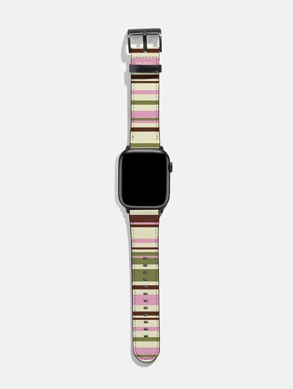 Horizontal Stripes Pink Green Brown Apple Watch Strap made by Skinnydip London