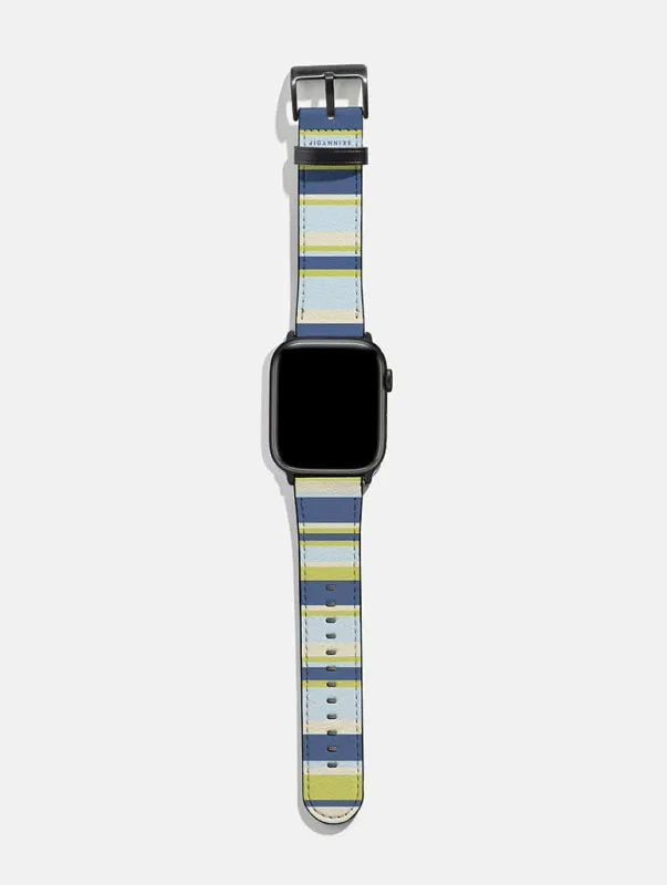 Horizontal Stripes Blue Green Beige Apple Watch Strap made by Skinnydip London