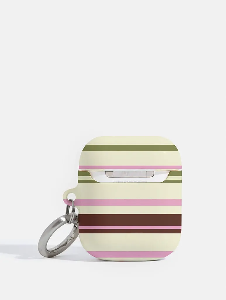 Horizontal Stripes Pink Green Brown AirPods Case sold by Skinnydip London product image thumbnail 2