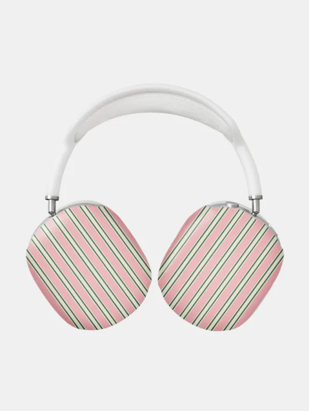 Vertical Stripes Beige Pink and Green Airpod Max Case in Gloss made by Skinnydip London