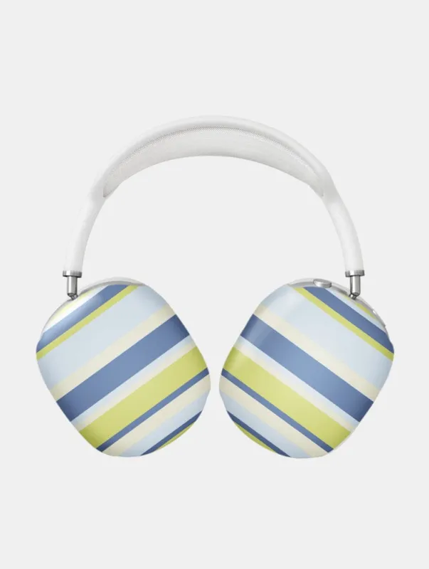 Horizontal Stripes Blue Green Beige Airpod Max Case in Gloss made by Skinnydip London