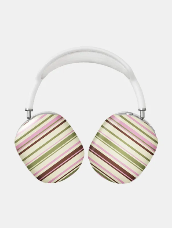 Horizontal Stripes Pink Green Brown AirPods Max Case in Gloss made by Skinnydip London