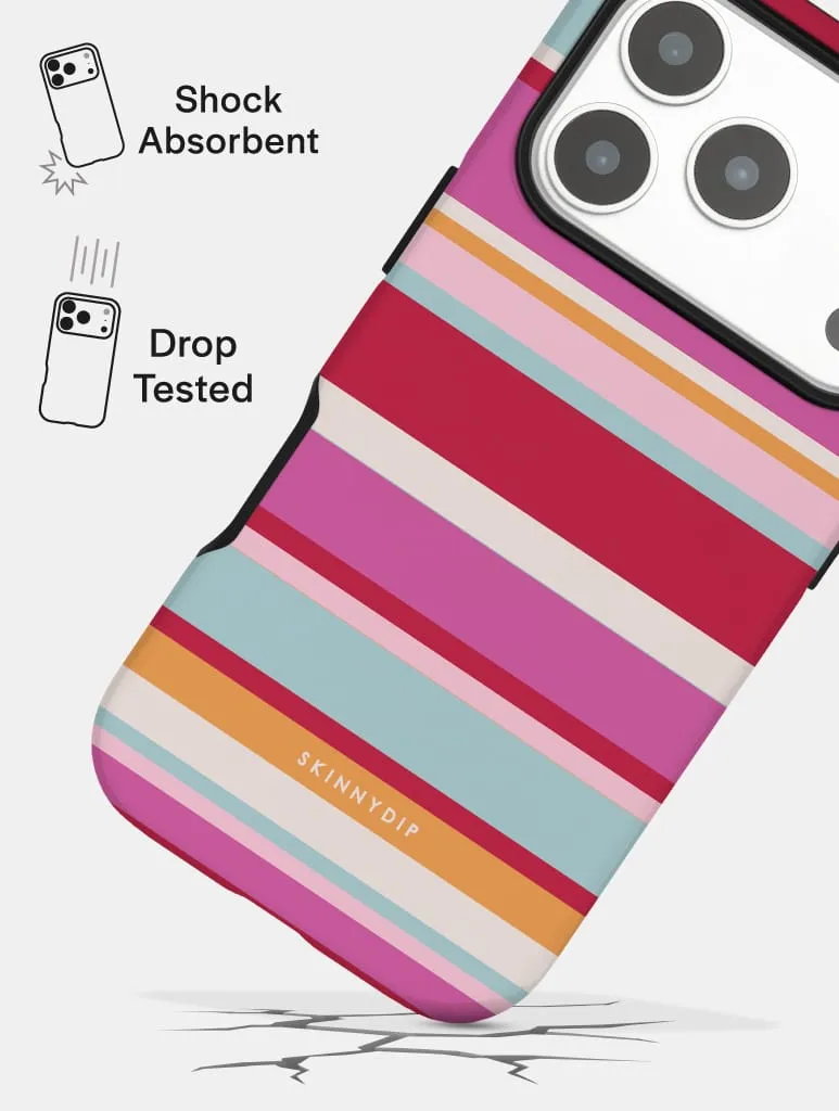 Horizontal Stripes Pink Red Orange Blue Ultra Protective iPhone Case sold by Skinnydip London product image thumbnail 5