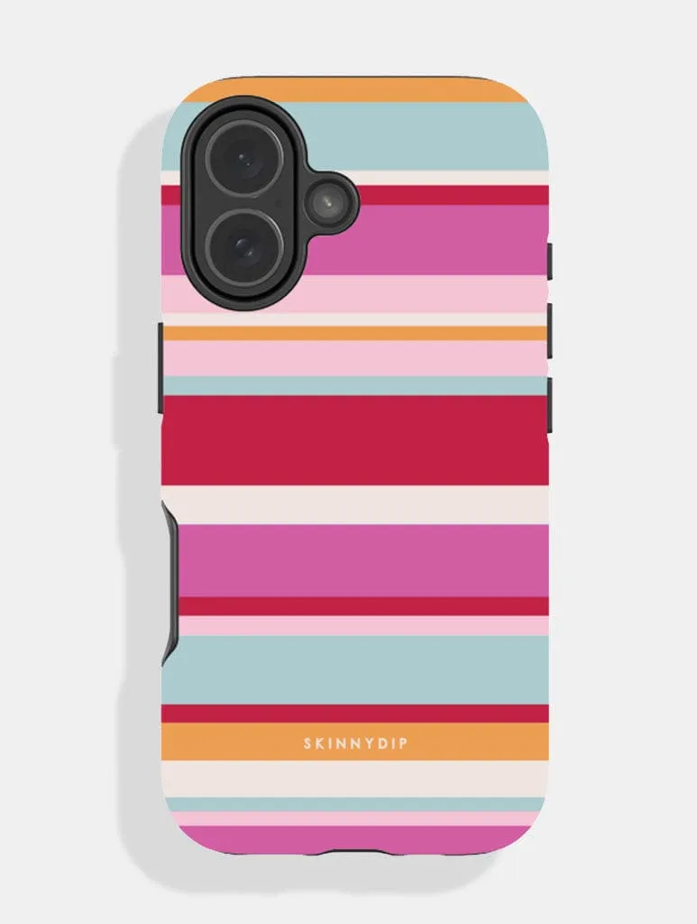 Horizontal Stripes Pink Red Orange Blue Ultra Protective iPhone Case sold by Skinnydip London