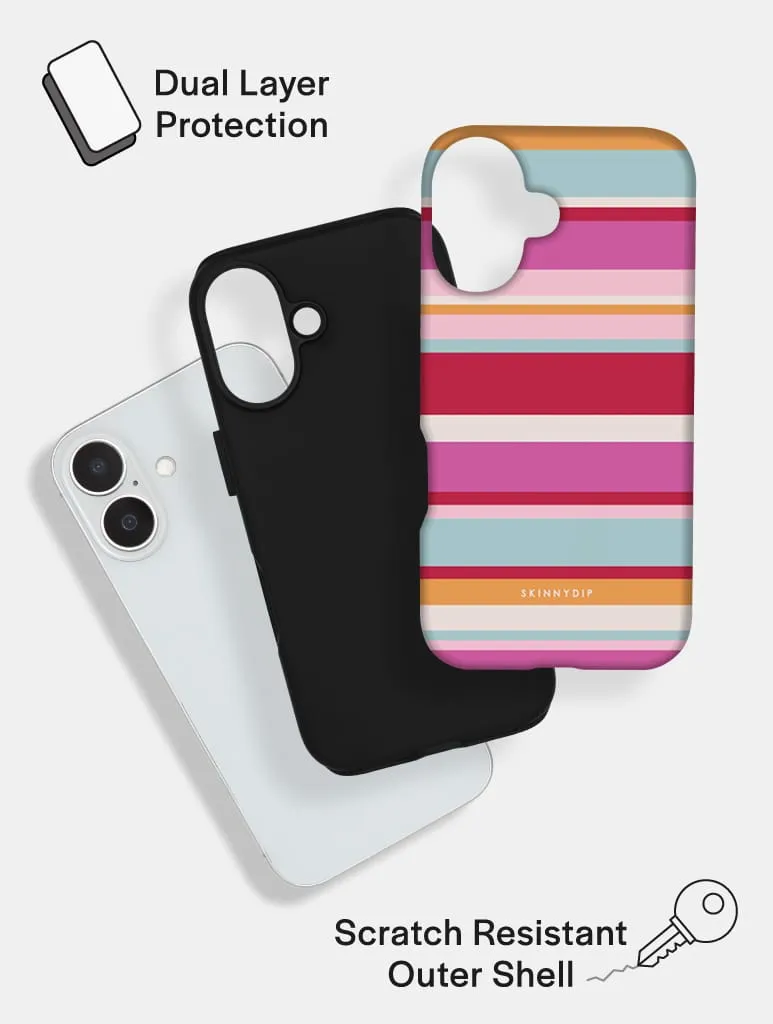 Horizontal Stripes Pink Red Orange Blue Ultra Protective iPhone Case sold by Skinnydip London product image thumbnail 4