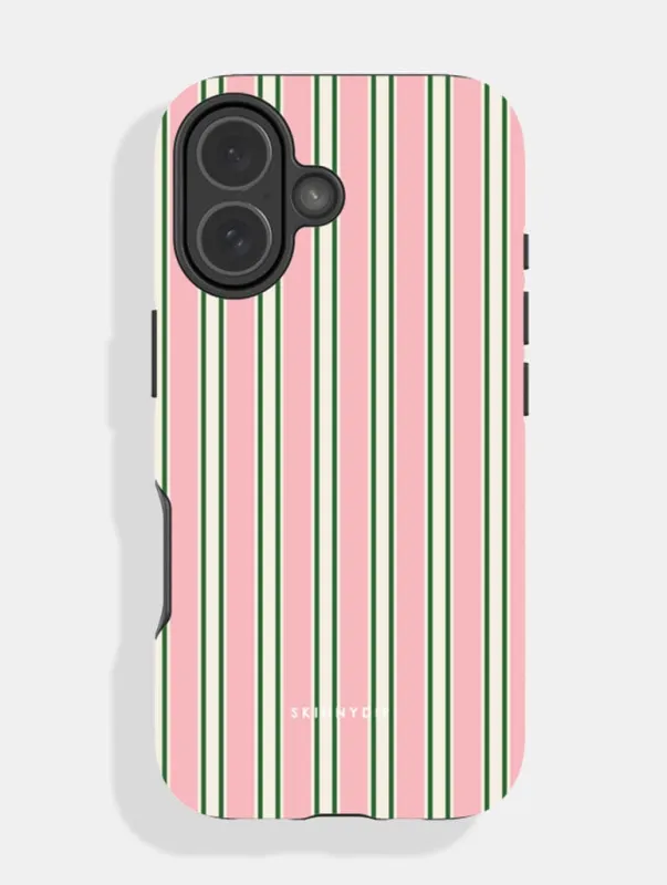 Vertical Stripes Beige Pink and Green Ultra Protective iPhone Case made by Skinnydip London
