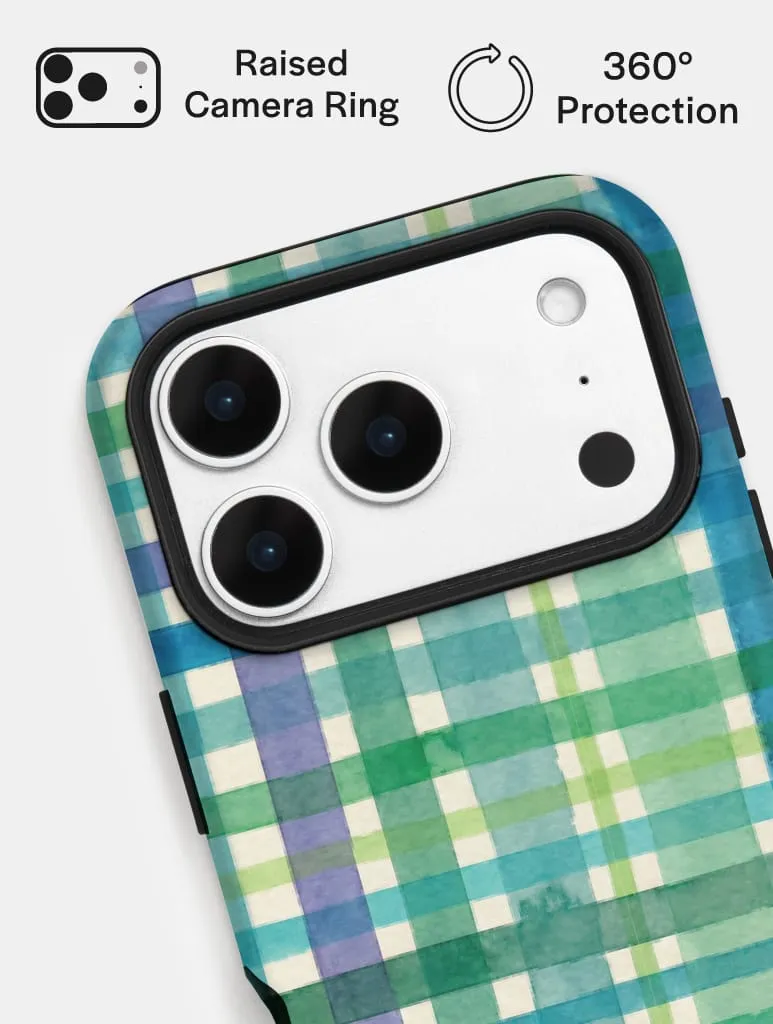 Watercolour Gingham Green Blue Ultra Protective iPhone Case sold by Skinnydip London product image thumbnail 4