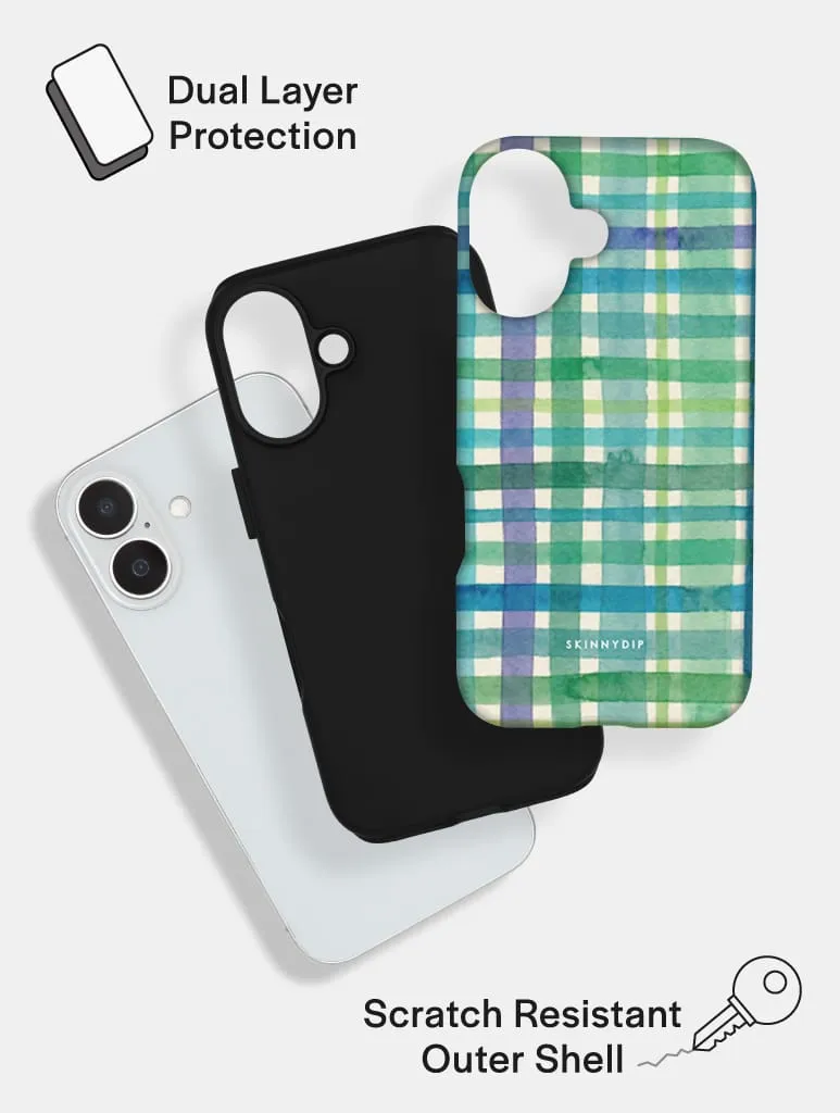 Watercolour Gingham Green Blue Ultra Protective iPhone Case sold by Skinnydip London product image thumbnail 2