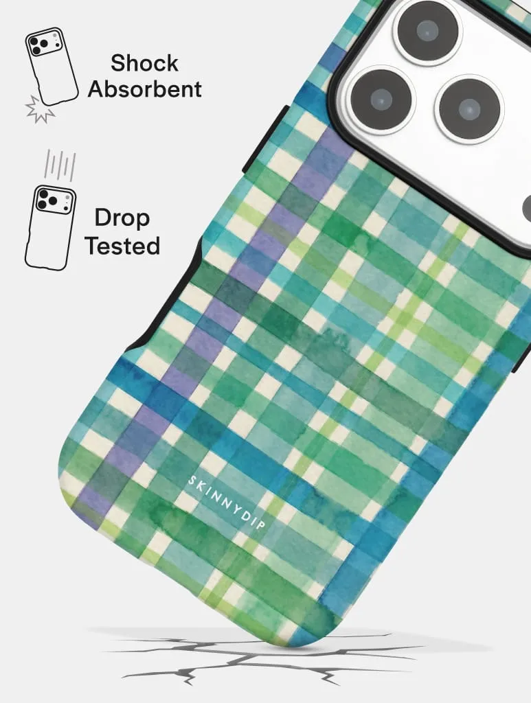 Watercolour Gingham Green Blue Ultra Protective iPhone Case sold by Skinnydip London product image thumbnail 3