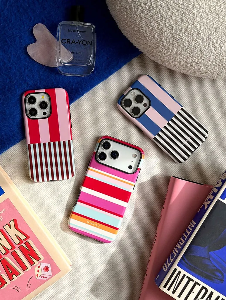 Splice Stripes Red Pink Brown Blue Black and White Ultra Protective iPhone Case sold by Skinnydip London product image thumbnail 3