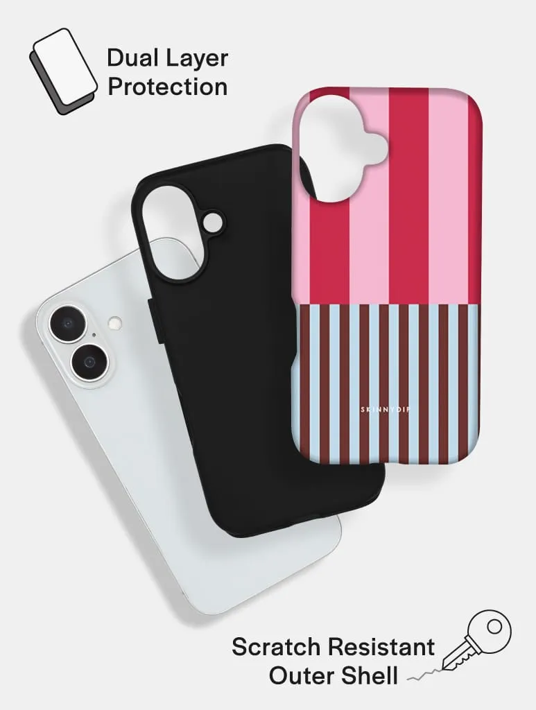 Splice Stripes Red Pink Brown Blue Black and White Ultra Protective iPhone Case sold by Skinnydip London product image thumbnail 4