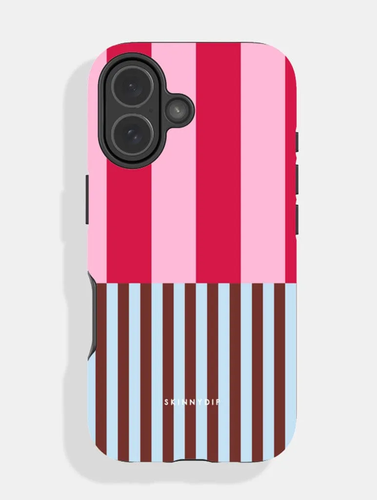 Splice Stripes Red Pink Brown Blue Black and White Ultra Protective iPhone Case sold by Skinnydip London