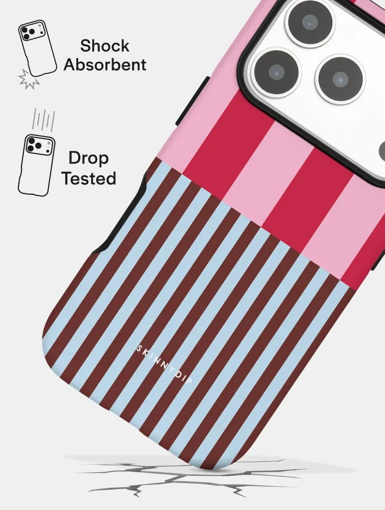 Splice Stripes Red Pink Brown Blue Black and White Ultra Protective iPhone Case sold by Skinnydip London product image thumbnail 5