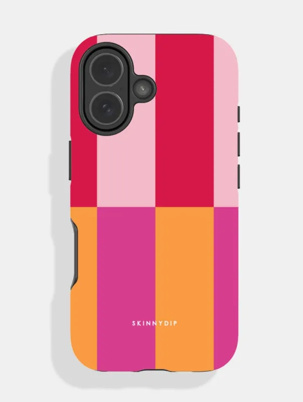 Splice Stripes Red Orange Pink Ultra Protective iPhone Case made by Skinnydip London