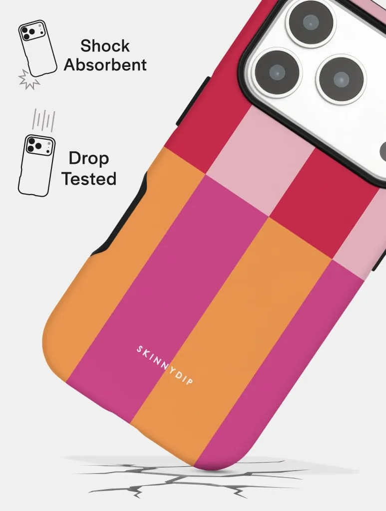 Splice Stripes Red Orange Pink Ultra Protective iPhone Case sold by Skinnydip London product image thumbnail 3