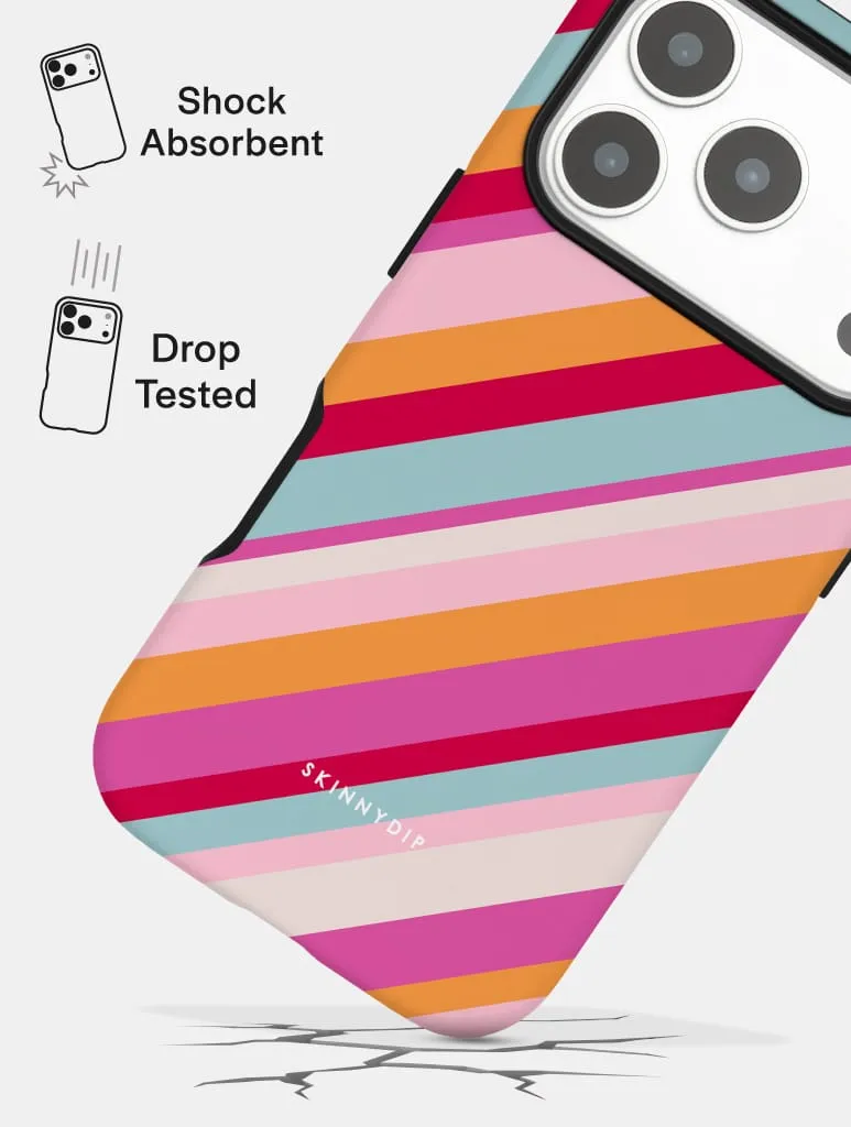Diagonal Stripes Pink Red Orange Blue Ultra Protective iPhone Case sold by Skinnydip London product image thumbnail 3