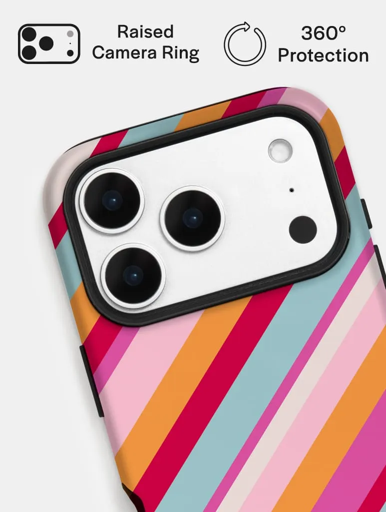 Diagonal Stripes Pink Red Orange Blue Ultra Protective iPhone Case sold by Skinnydip London product image thumbnail 4