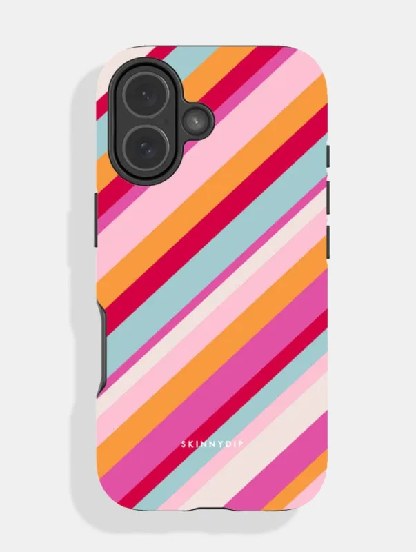 Diagonal Stripes Pink Red Orange Blue Ultra Protective iPhone Case made by Skinnydip London