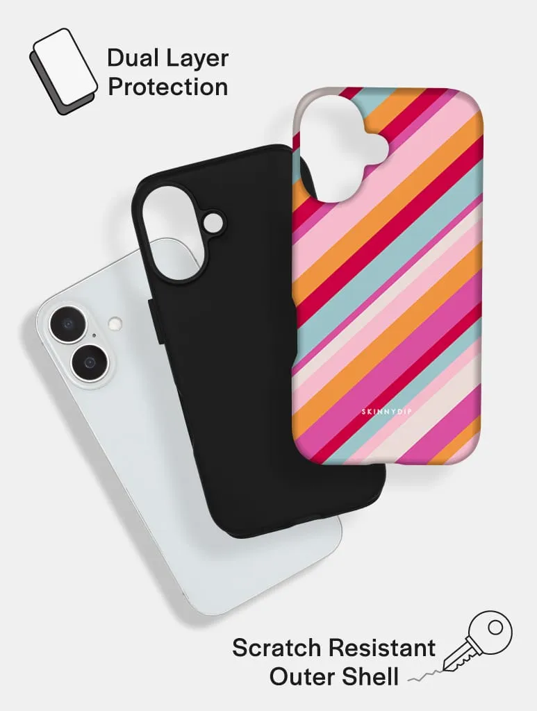 Diagonal Stripes Pink Red Orange Blue Ultra Protective iPhone Case sold by Skinnydip London product image thumbnail 2
