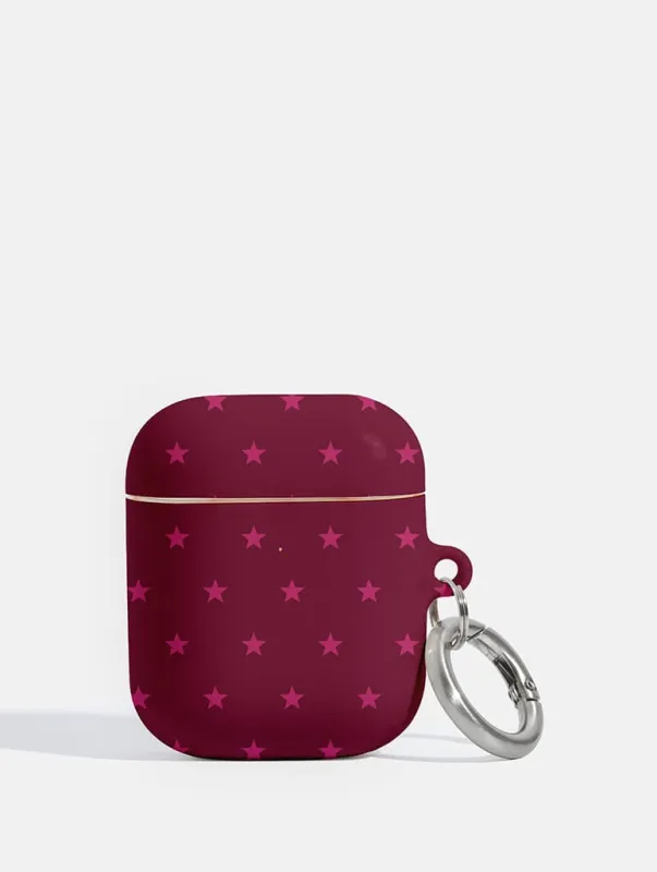 Mini Star Burgundy AirPods Case made by Skinnydip London