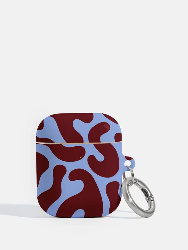 Blue And Maroon Pattern AirPods Case made by Skinnydip London