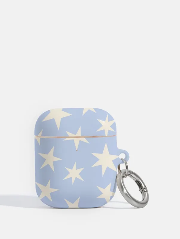 Blue And Cream Ditsy Stars AirPods Case made by Skinnydip London
