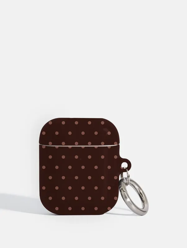 Chocolate Brown Mini Dots AirPods Case made by Skinnydip London