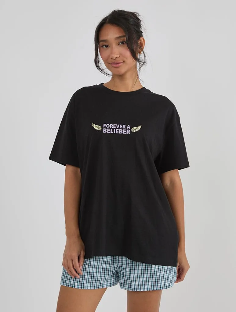 Forever A Belieber T-Shirt In Black sold by Skinnydip London